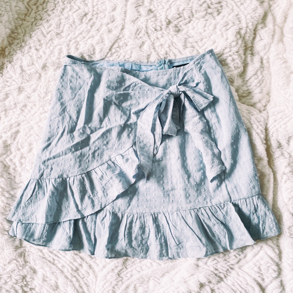 Light Blue Raised Dot Wrap Skirt